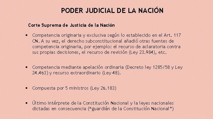 PODER JUDICIAL DE LA NACIÓN Corte Suprema de Justicia de la Nación § Competencia