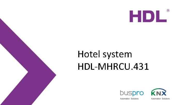 Hotel system HDL-MHRCU. 431 