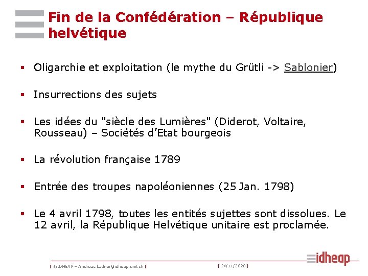 Fin de la Confédération – République helvétique § Oligarchie et exploitation (le mythe du Fin de la Confédération – République helvétique § Oligarchie et exploitation (le mythe du