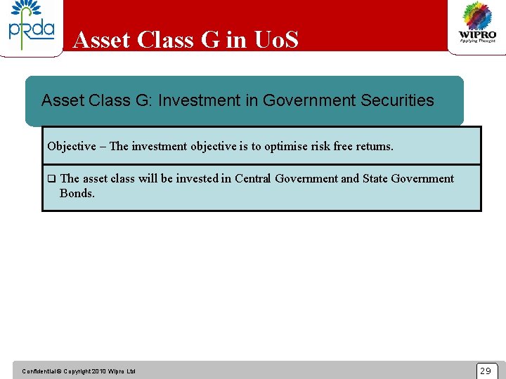 Asset Class G in Uo. S Asset Class G: Investment in Government Securities Objective