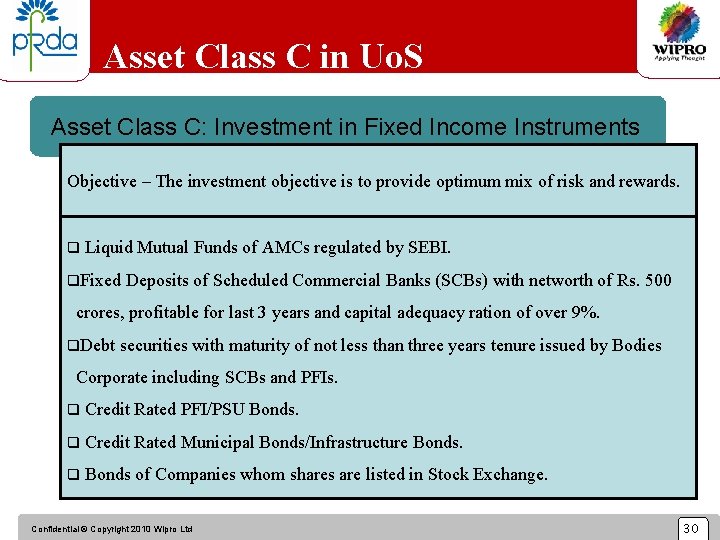 Asset Class C in Uo. S Asset Class C: Investment in Fixed Income Instruments