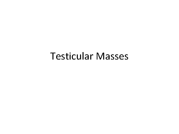 Testicular Masses 