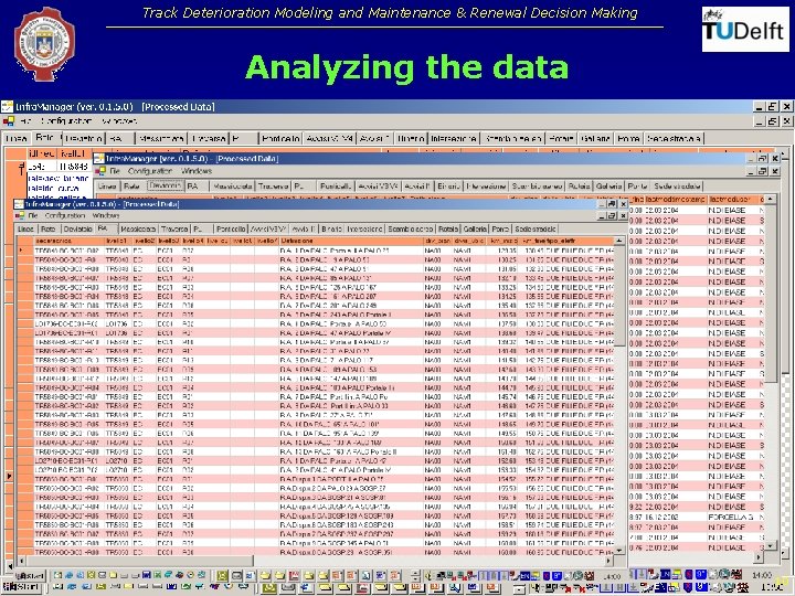 Track Deterioration Modeling and Maintenance & Renewal Decision Making Analyzing the data Stasha Jovanovic Track Deterioration Modeling and Maintenance & Renewal Decision Making Analyzing the data Stasha Jovanovic