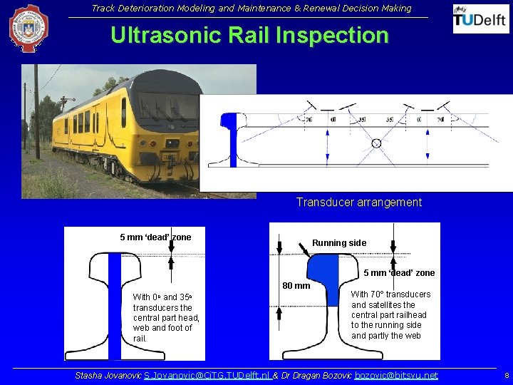 Track Deterioration Modeling and Maintenance & Renewal Decision Making Ultrasonic Rail Inspection Transducer arrangement Track Deterioration Modeling and Maintenance & Renewal Decision Making Ultrasonic Rail Inspection Transducer arrangement