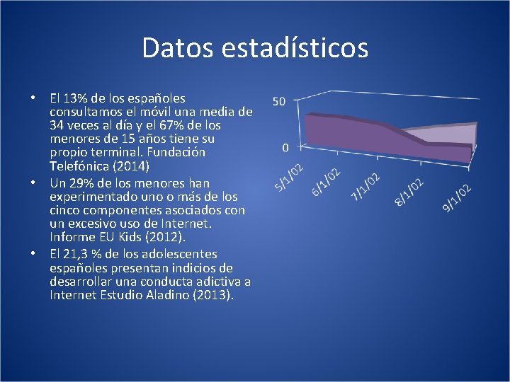 Datos estadísticos • El 13% de los españoles consultamos el móvil una media de