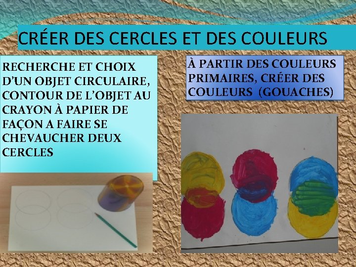 CRÉER DES CERCLES ET DES COULEURS RECHERCHE ET CHOIX D’UN OBJET CIRCULAIRE, CONTOUR DE