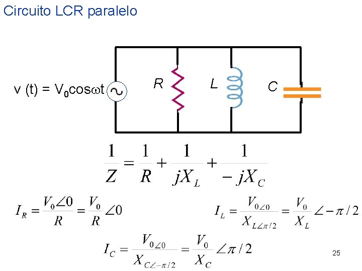 Circuito LCR paralelo v (t) = V 0 cos t R L C 25