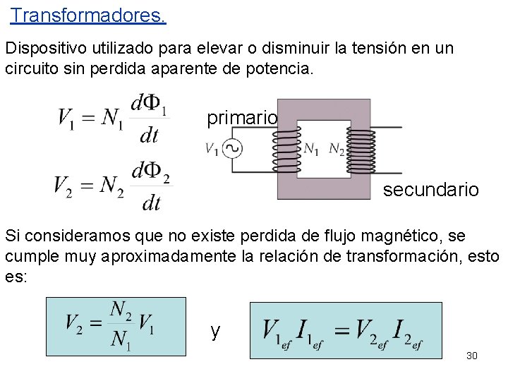 Transformadores. Dispositivo utilizado para elevar o disminuir la tensión en un circuito sin perdida