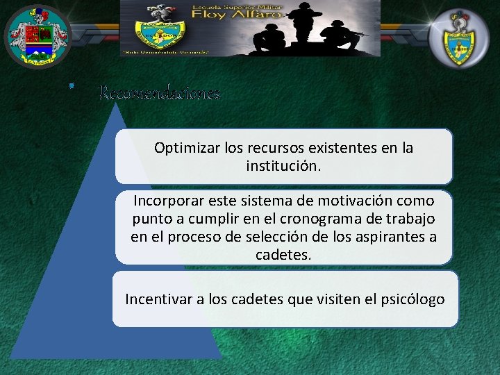 Optimizar los recursos existentes en la institución. Incorporar este sistema de motivación como punto