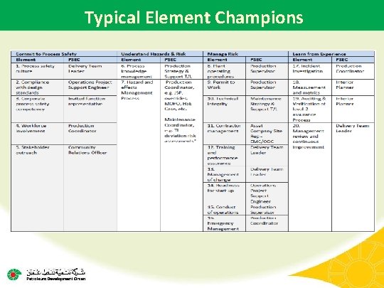 Typical Element Champions 