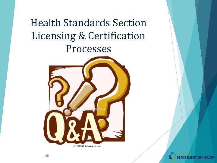 Health Standards Section Licensing & Certification Processes 125 