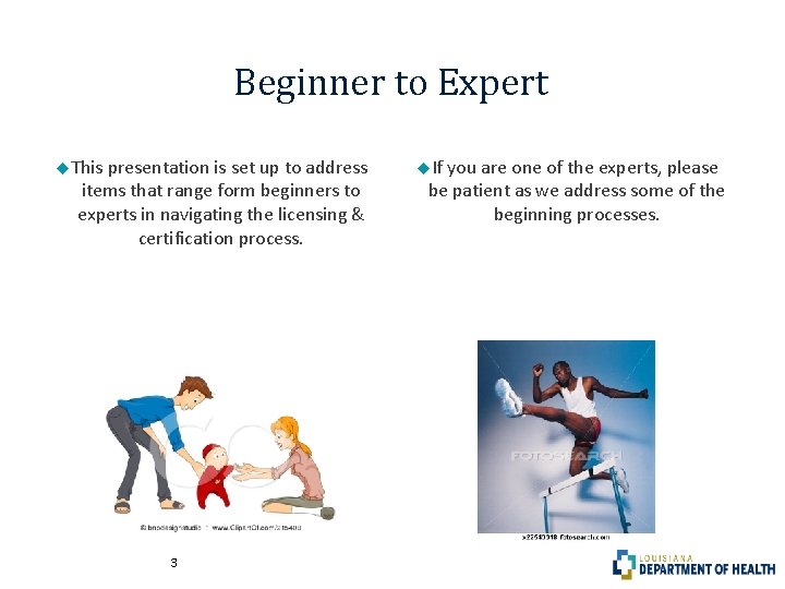 Beginner to Expert This presentation is set up to address items that range form