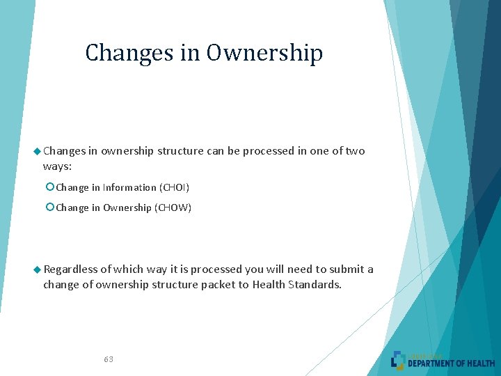 Changes in Ownership Changes in ownership structure can be processed in one of two