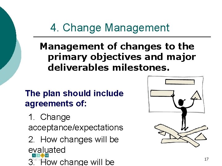 4. Change Management of changes to the primary objectives and major deliverables milestones. The