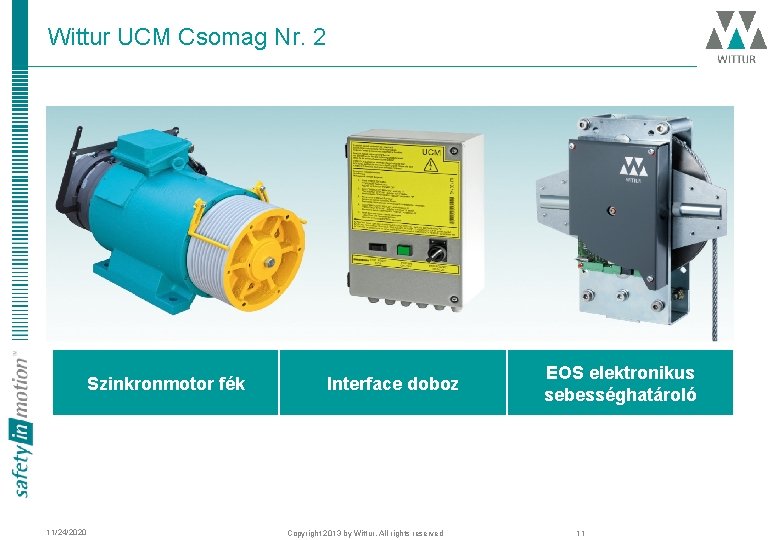 Wittur UCM Csomag Nr. 2 Szinkronmotor fék 11/24/2020 Interface doboz Copyright 2013 by Wittur.