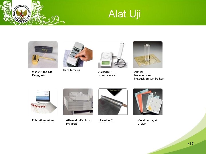 Alat Uji Water Pass dan Penggaris Filter Alumunium Densitometer Attenuator/Fantom: Perspex Alat Ukur Non-Invasive