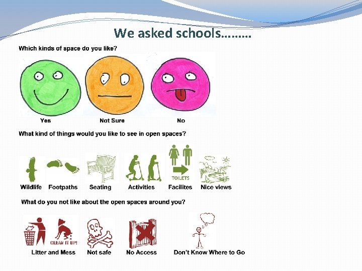 We asked schools……… 