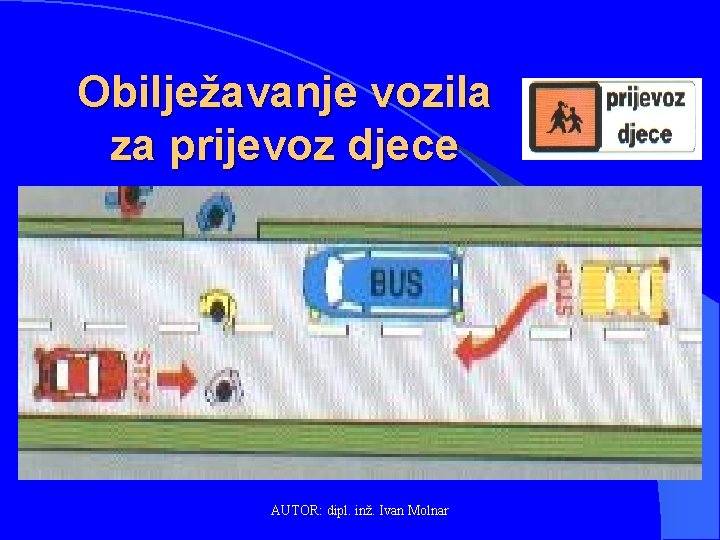 Obilježavanje vozila za prijevoz djece Kada se autobus obilježen ovim znakom zaustavi na cesti