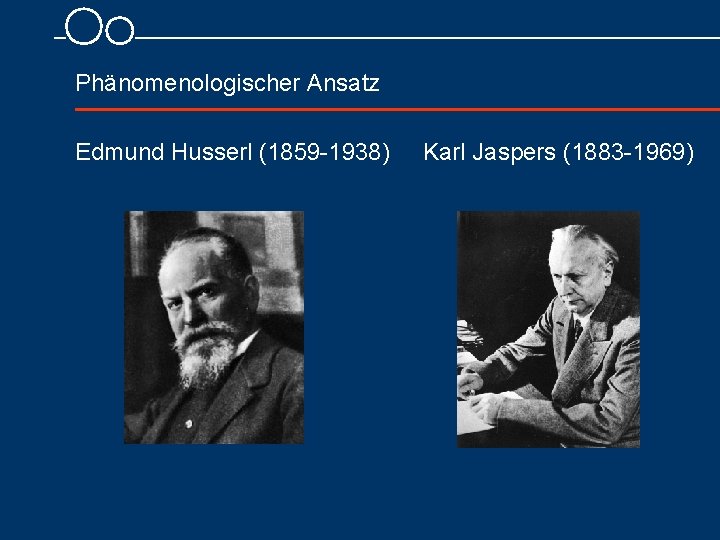  Phänomenologischer Ansatz Edmund Husserl (1859 1938) Karl Jaspers (1883 1969) 