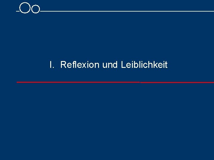 I. Reflexion und Leiblichkeit 