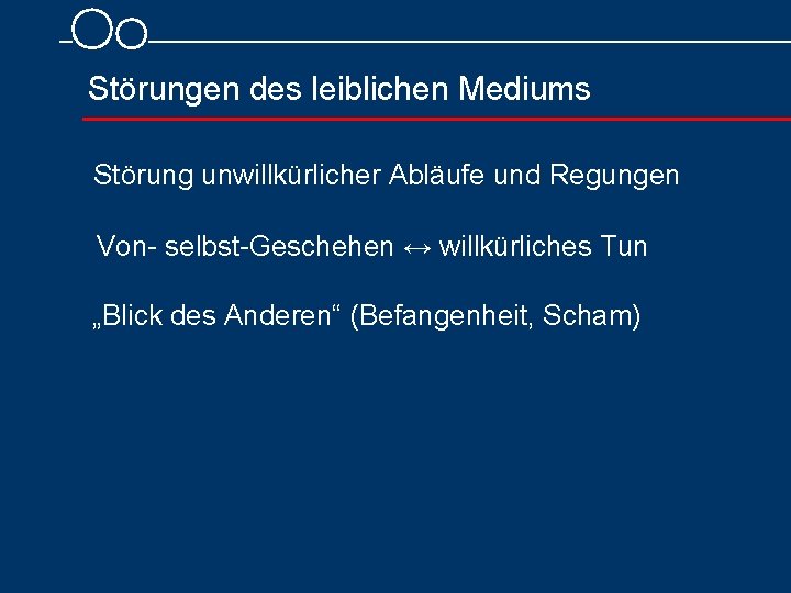 Störungen des leiblichen Mediums Störung unwillkürlicher Abläufe und Regungen Von selbst Geschehen ↔ willkürliches