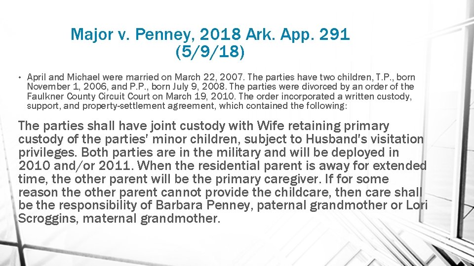 Major v. Penney, 2018 Ark. App. 291 (5/9/18) • April and Michael were married