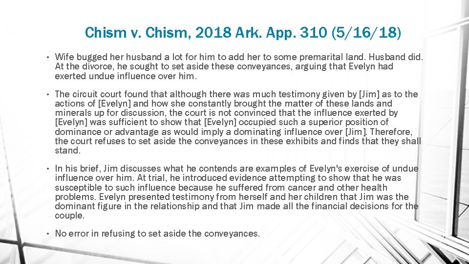 Chism v. Chism, 2018 Ark. App. 310 (5/16/18) • Wife bugged her husband a