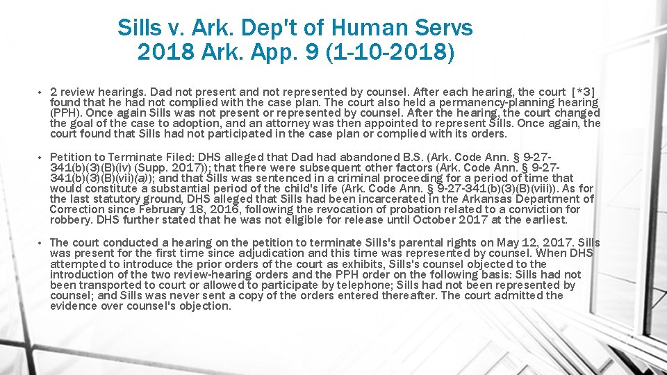 Sills v. Ark. Dep't of Human Servs 2018 Ark. App. 9 (1 -10 -2018)