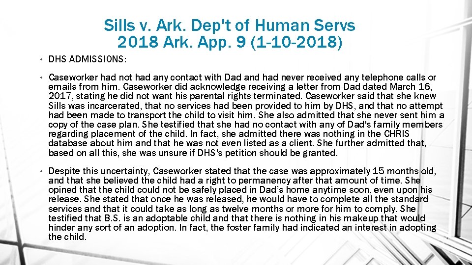 Sills v. Ark. Dep't of Human Servs 2018 Ark. App. 9 (1 -10 -2018)