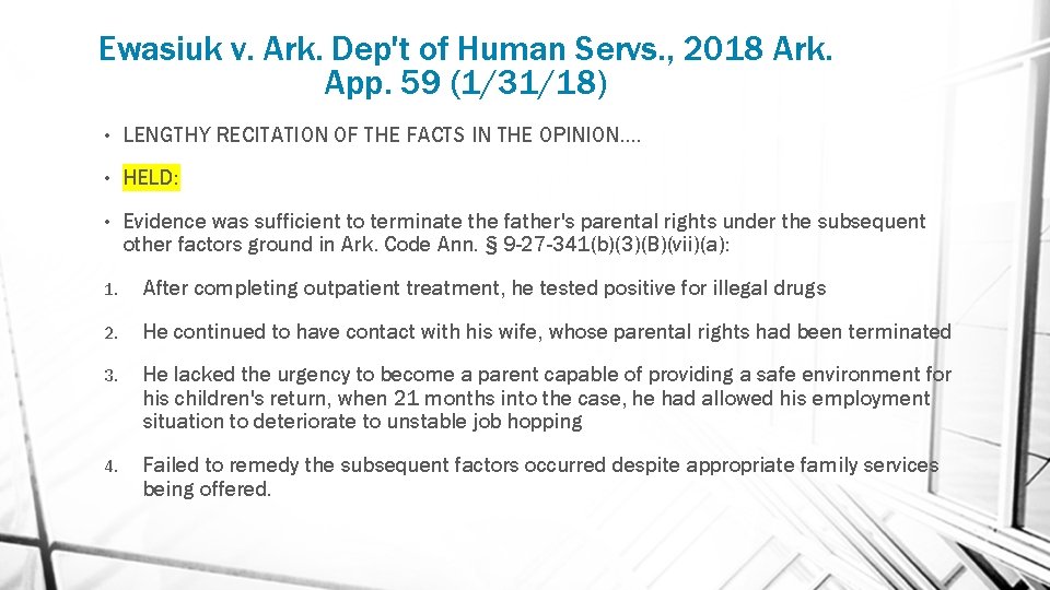 Ewasiuk v. Ark. Dep't of Human Servs. , 2018 Ark. App. 59 (1/31/18) •