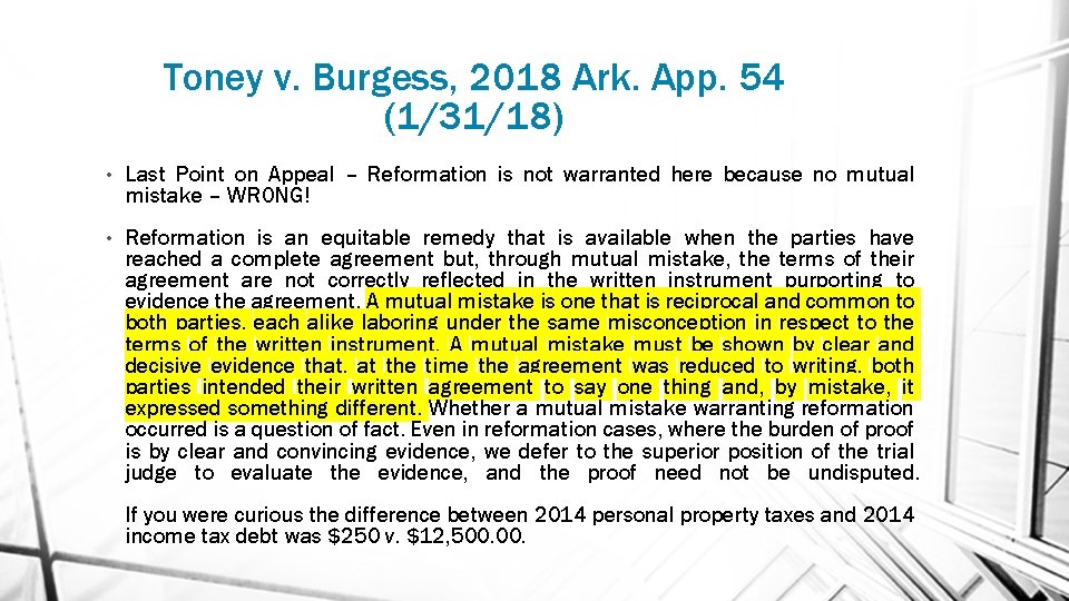 Toney v. Burgess, 2018 Ark. App. 54 (1/31/18) • Last Point on Appeal –