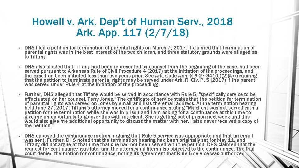 Howell v. Ark. Dep't of Human Serv. , 2018 Ark. App. 117 (2/7/18) •