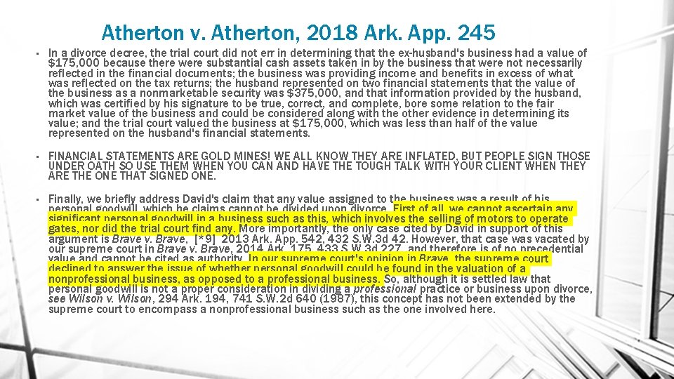 Atherton v. Atherton, 2018 Ark. App. 245 • In a divorce decree, the trial