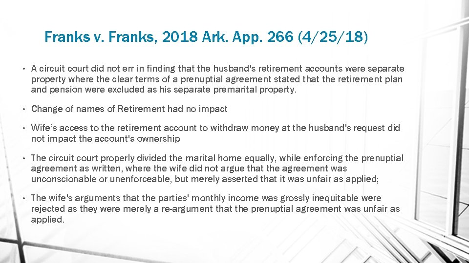 Franks v. Franks, 2018 Ark. App. 266 (4/25/18) • A circuit court did not