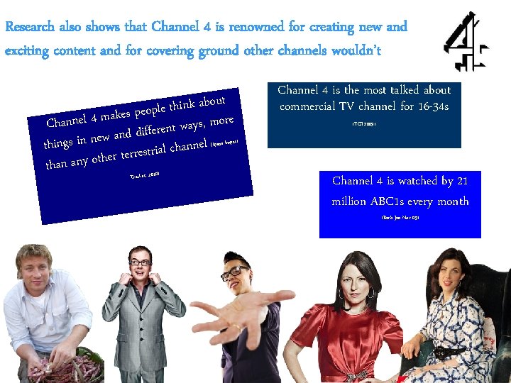 Research also shows that Channel 4 is renowned for creating new and exciting content