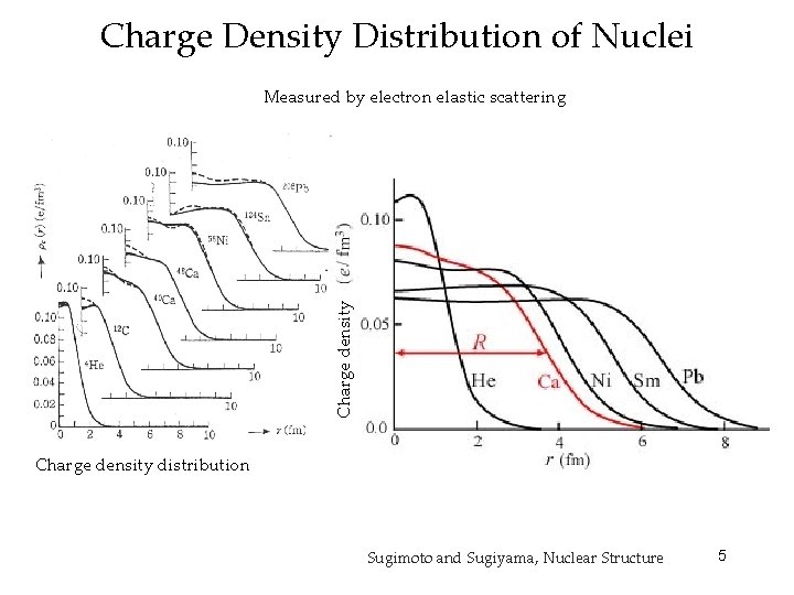 Charge Density Distribution of Nuclei Charge density Measured by electron elastic scattering Charge density