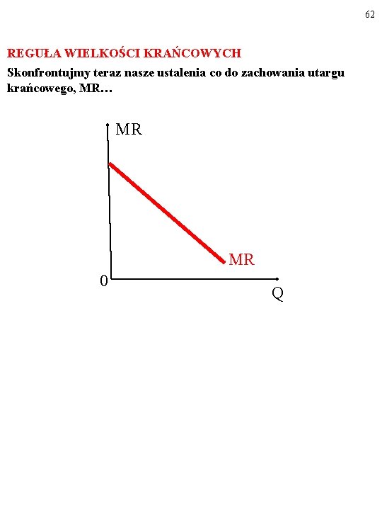 62 REGUŁA WIELKOŚCI KRAŃCOWYCH Skonfrontujmy teraz nasze ustalenia co do zachowania utargu krańcowego, MR…