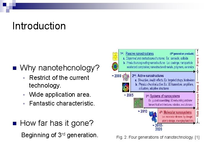 Introduction n Why nanotehcnology? Restrict of the current technology. § Wide application area. §
