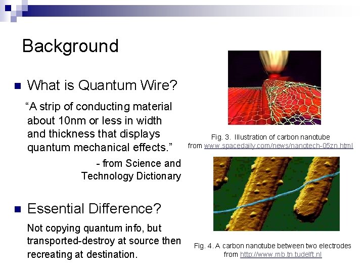 Background n What is Quantum Wire? “A strip of conducting material about 10 nm