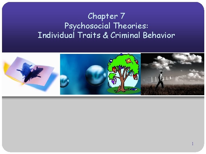 Chapter 7 Psychosocial Theories: Individual Traits & Criminal Behavior 1 