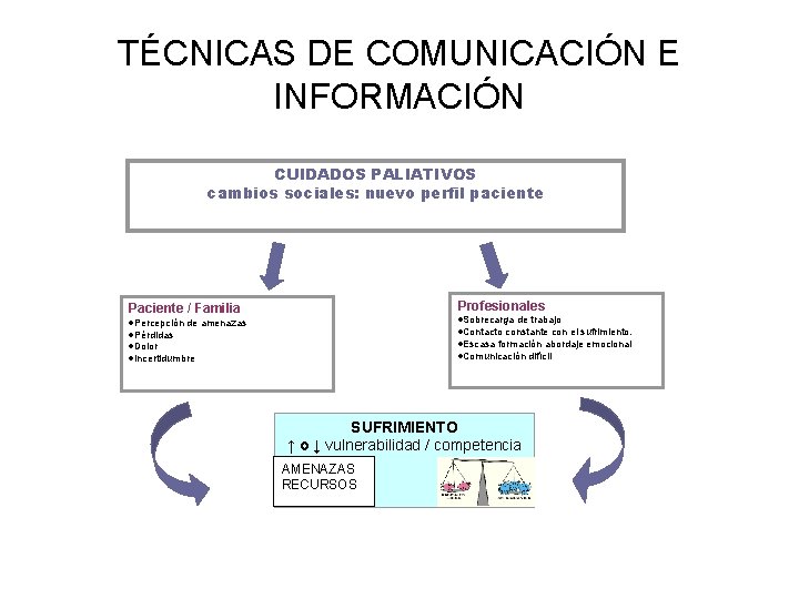 TÉCNICAS DE COMUNICACIÓN E INFORMACIÓN CUIDADOS PALIATIVOS cambios sociales: nuevo perfil paciente Profesionales Paciente