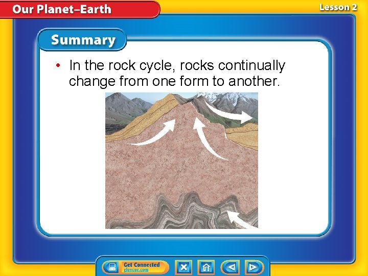  • In the rock cycle, rocks continually change from one form to another.