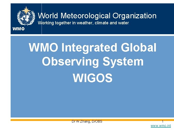 World Meteorological Organization Working together in weather, climate and water WMO Integrated Global Observing