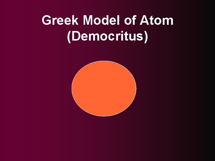 Greek Model of Atom (Democritus) 