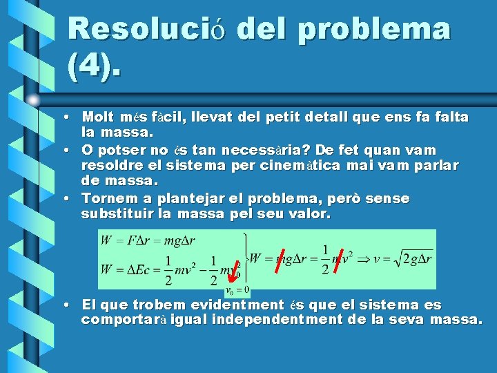 Resolució del problema (4). • Molt més fàcil, llevat del petit detall que ens Resolució del problema (4). • Molt més fàcil, llevat del petit detall que ens