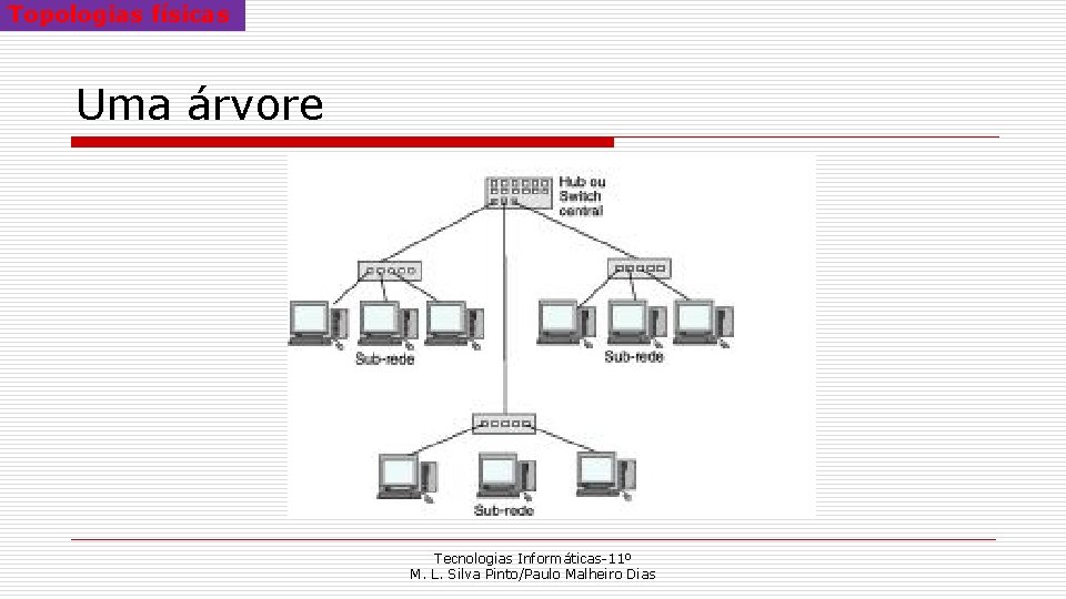 Topologias físicas Uma árvore Tecnologias Informáticas-11º M. L. Silva Pinto/Paulo Malheiro Dias 