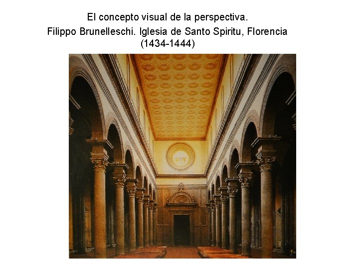El concepto visual de la perspectiva. Filippo Brunelleschi. Iglesia de Santo Spiritu, Florencia (1434