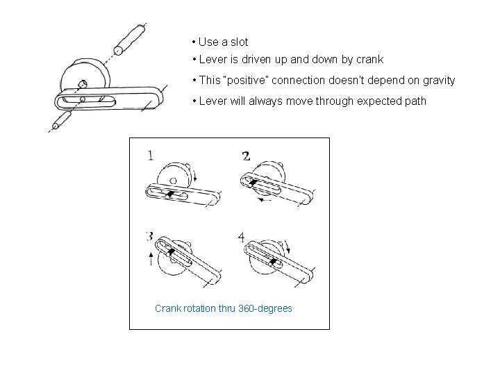  • Use a slot • Lever is driven up and down by crank