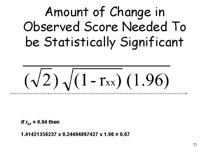 Amount of Change in Observed Score Needed To be Statistically Significant If rxx =