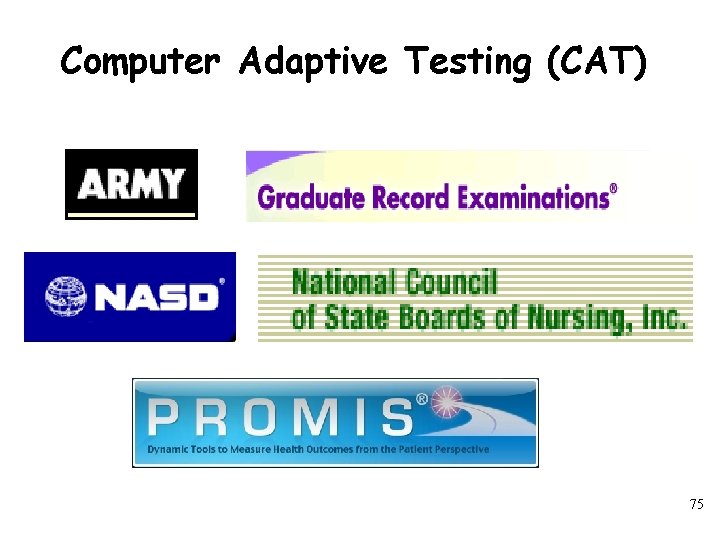 Computer Adaptive Testing (CAT) 75 
